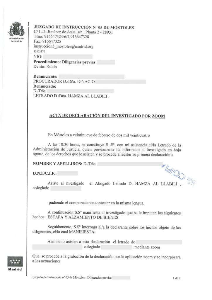 Caso de estafa